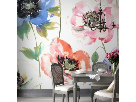 Watercolour Poppies Mural